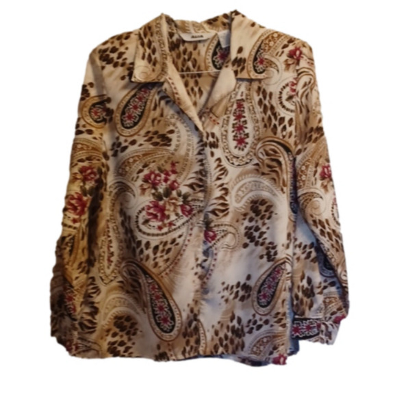 ALIA, LONG SLEESES, BUTTON UP BLOUSE,WOMENS SIZE 10. MULTI COLORED. - Picture 1 of 7